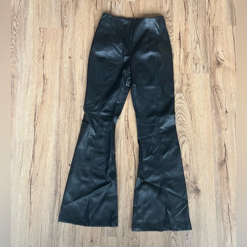 Free people faux leather flare pants